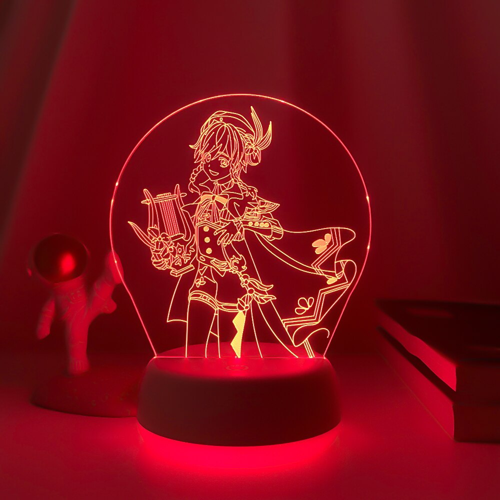 New Genshin Impact Night Light 3D Illusion Lamps Hutao Hot Game Light for Bedroom Decor LED Lights Atmosphere Bedside Kids Gifts