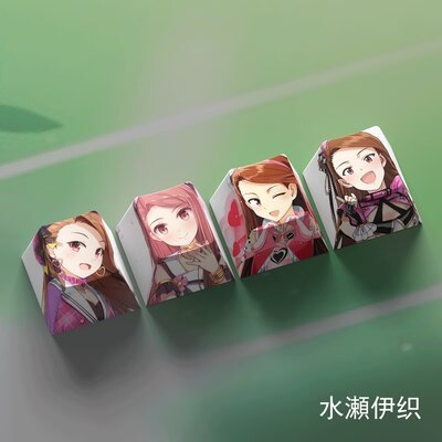 4 Keys/set THE IDOLMASTER Keycaps PBT Dye Sublimation Key Caps For MX Switches Cherry Profile Anime Cartoon Keycap