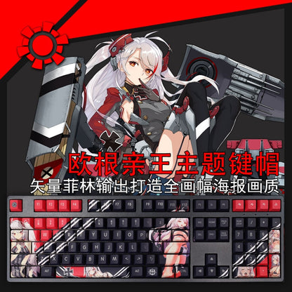 108 Keys/set Azur Lane Prinz Eugen Keycap PBT Dye Subbed Keycaps Anime Gaming Key Caps For ANSI 61 87 104 108 Keyboards