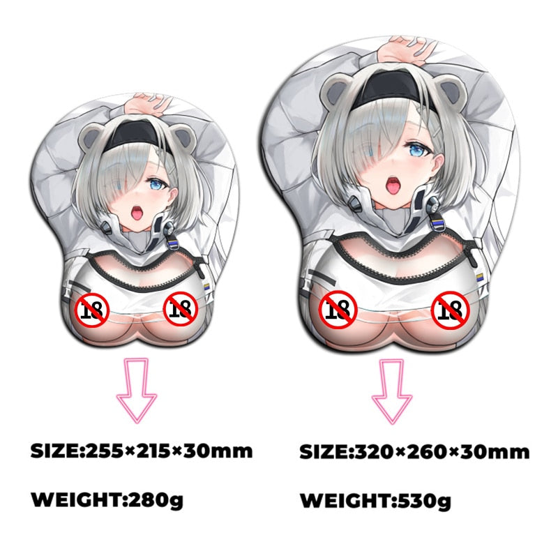 Arknights Aurora Boobs Mouse Pad Sexy Girl Big Gamer Anime Cute Wrist Rest 3D Oppai Silicone Gel Mat Mousepad