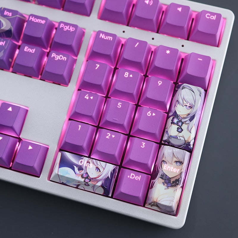 108 Keys/set Honkai Impact 3 Kiana Kaslana Herrscher of Finality Keycap PBT Dye Sub Backlit Keycaps Anime Gaming Key Caps