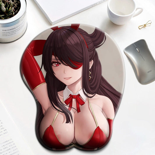 Genshin Impact Beidou Boobs Kawaii Anime Sexy Mouse Pad with Wrist 3D Big Oppai Silicone Gel Desk Mat Mousepad