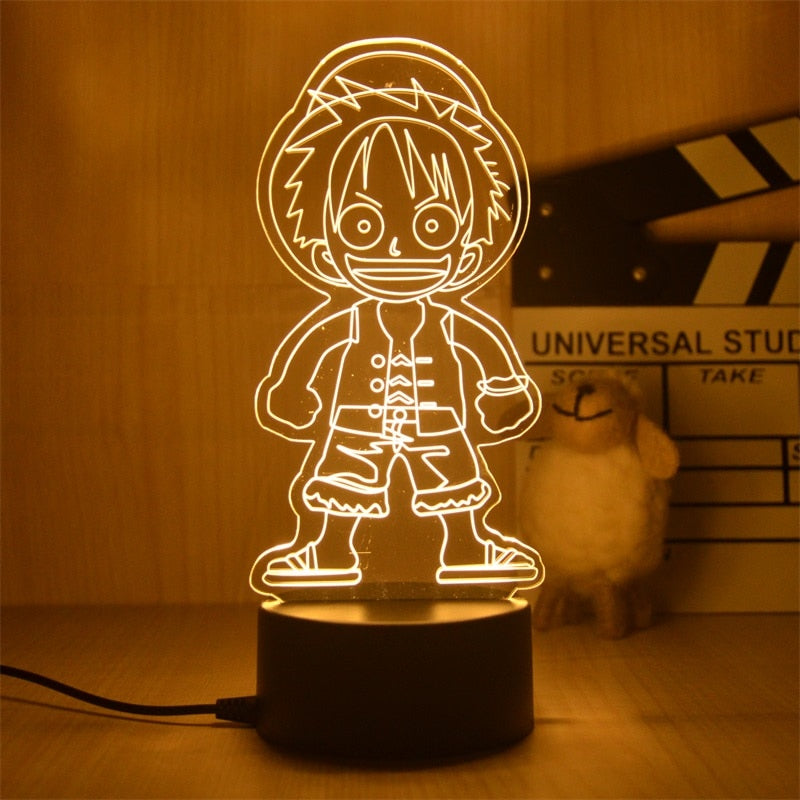 Anime One Piece Luffy Figure 3D Illusion LED Night Light Nightlight Touch Flash Light Desk Model Figure Toys