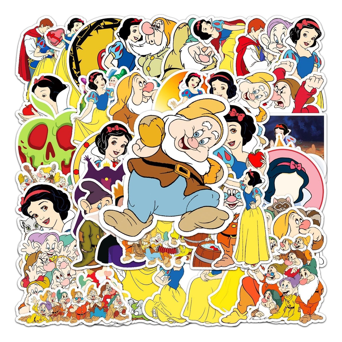 10/30/50pcs Anime Disney Cartoon Snow White and the Seven Dwarfs Graffiti Stickers Decals Scrapbook Laptop Sticker for Kids Toys