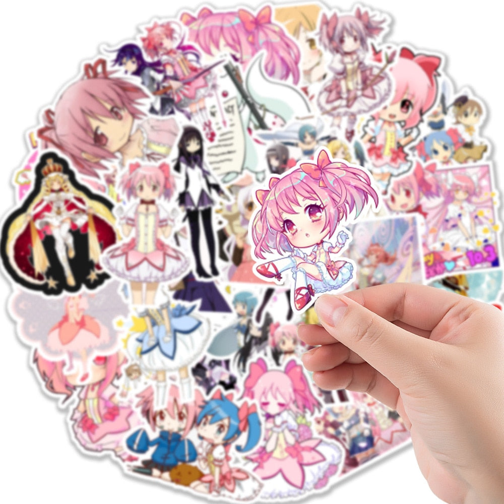 50PCS Anime Madoka Magica Cute Stickers | Anime Character Sticker for Luggage Laptop Ipad Gift Motorcycle Waterproof Sticker