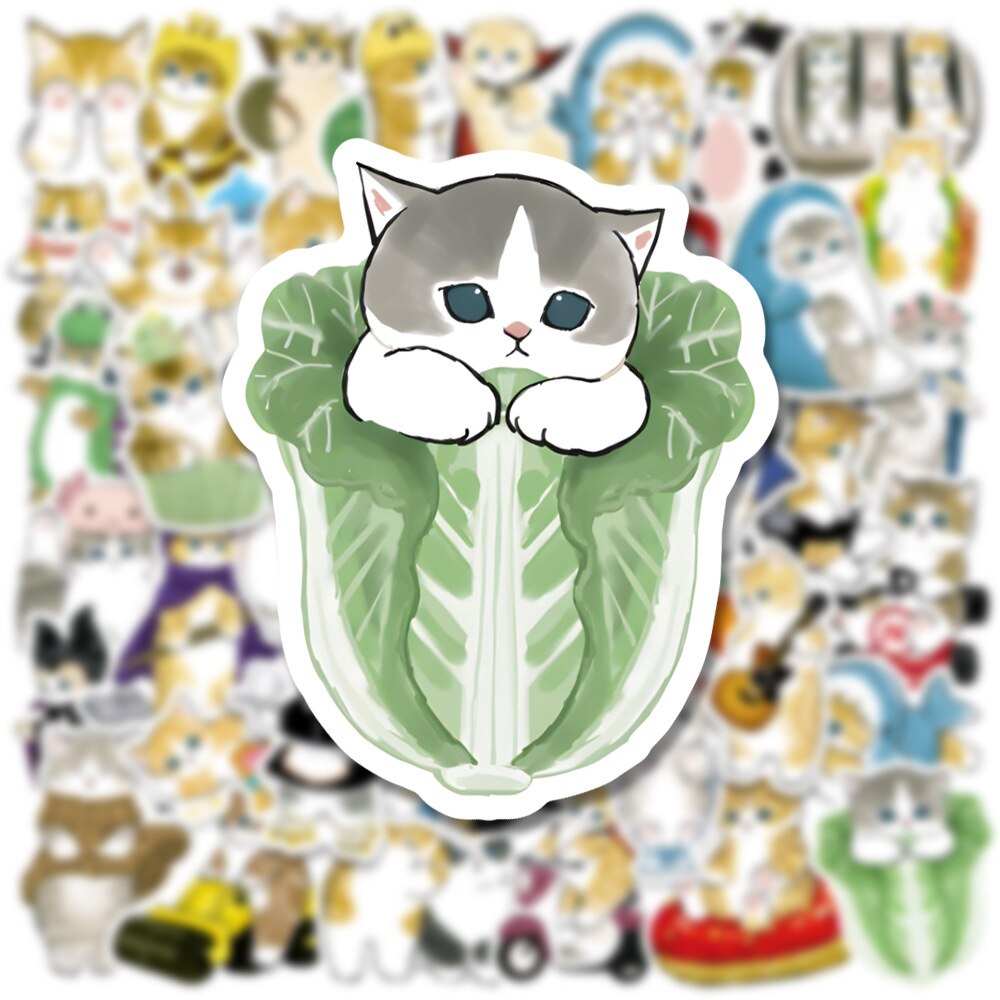 10/30/50pcs MEME Funny Animals Cat Stickers Aesthetic Cute Cartoon Decals Kids Toy DIY Luggage Laptop Phone Case Kawaii Sticker