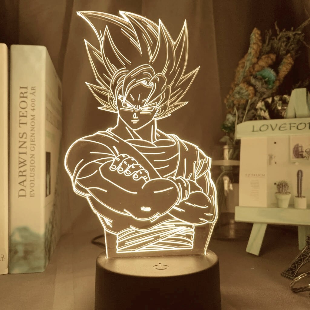 Dragon Ball Z Figure LED Night Light Vegeta Super Saiyan 3D Lamp Figure Goku Jiren Broly Warm white Table Lamp Toys Gifts