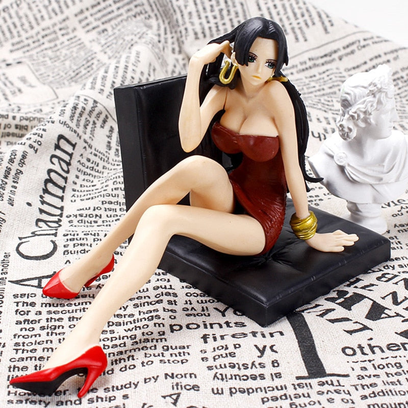 Anime Action Figures Boa Hancock Sitting Posture Sofa Slap Hair Tight Skirt Car Doll 12cm PVC Collection Birthday Model Doll Toy