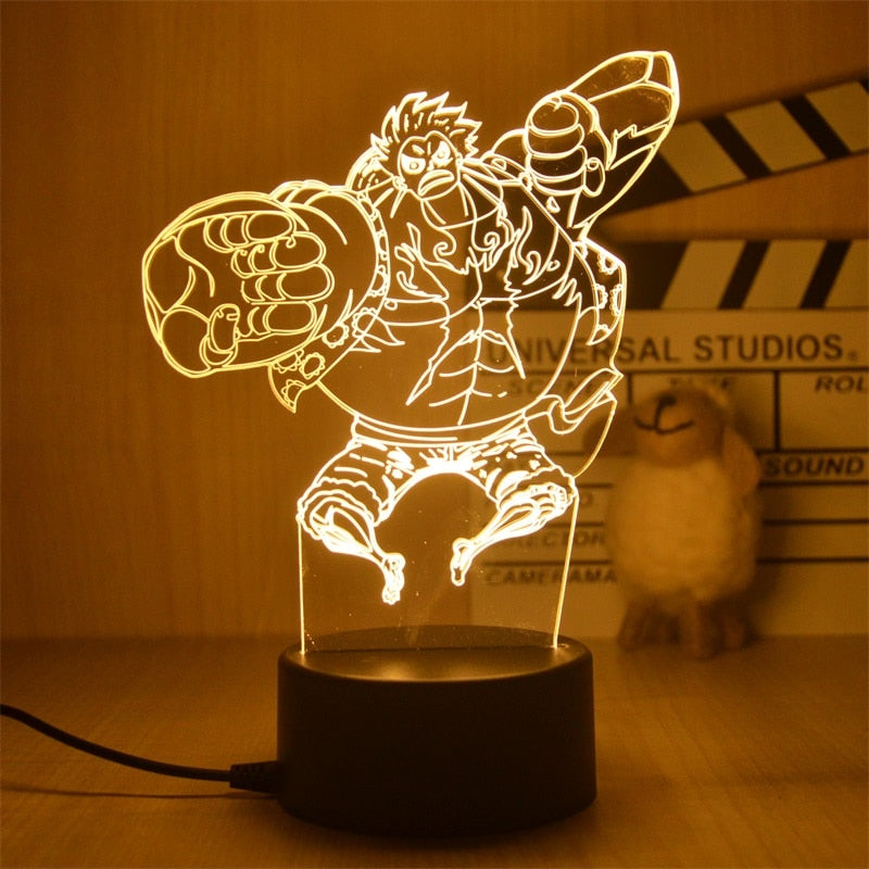 Anime One Piece Luffy Figure 3D Illusion LED Night Light Nightlight Touch Flash Light Desk Model Figure Toys