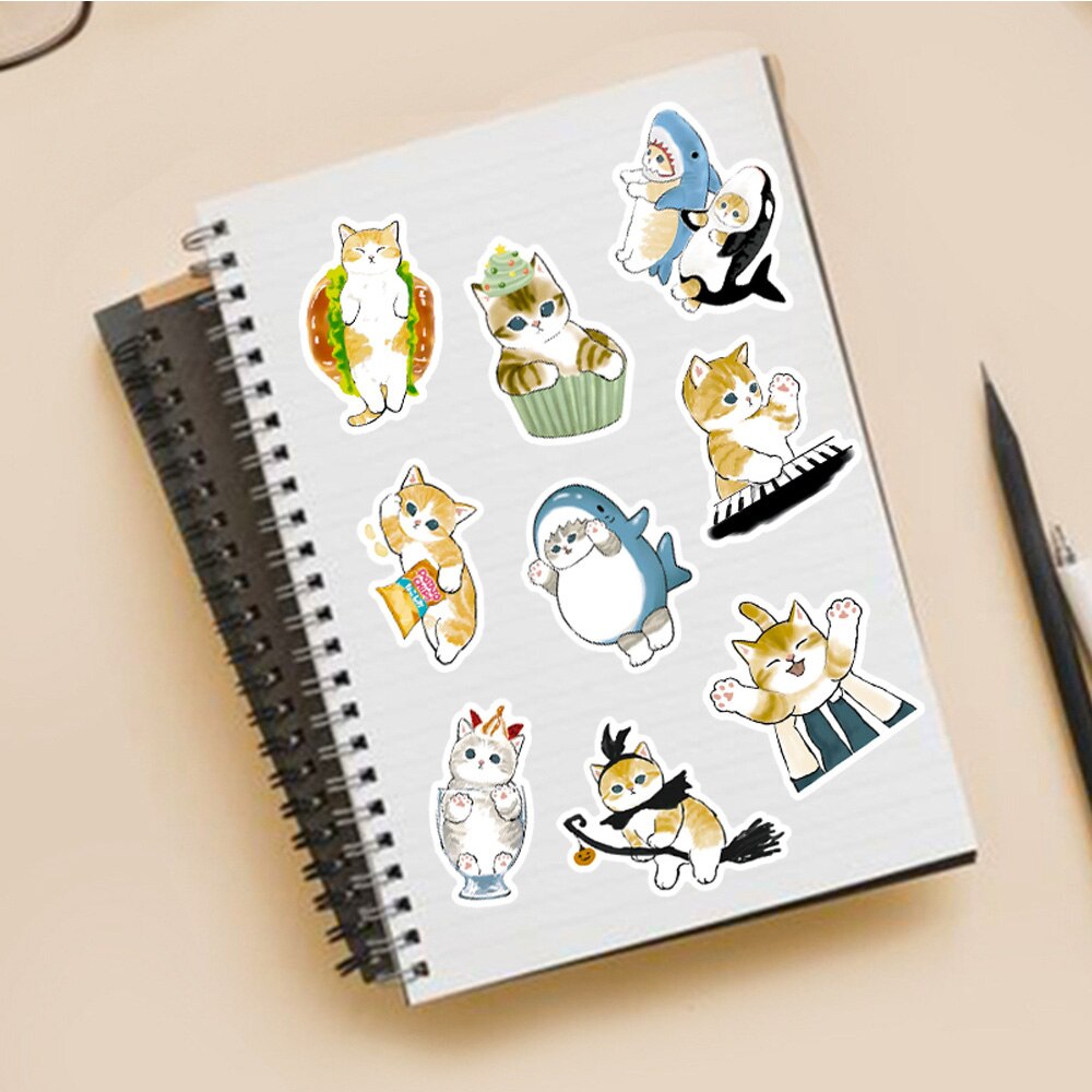 10/30/50pcs MEME Funny Animals Cat Stickers Aesthetic Cute Cartoon Decals Kids Toy DIY Luggage Laptop Phone Case Kawaii Sticker