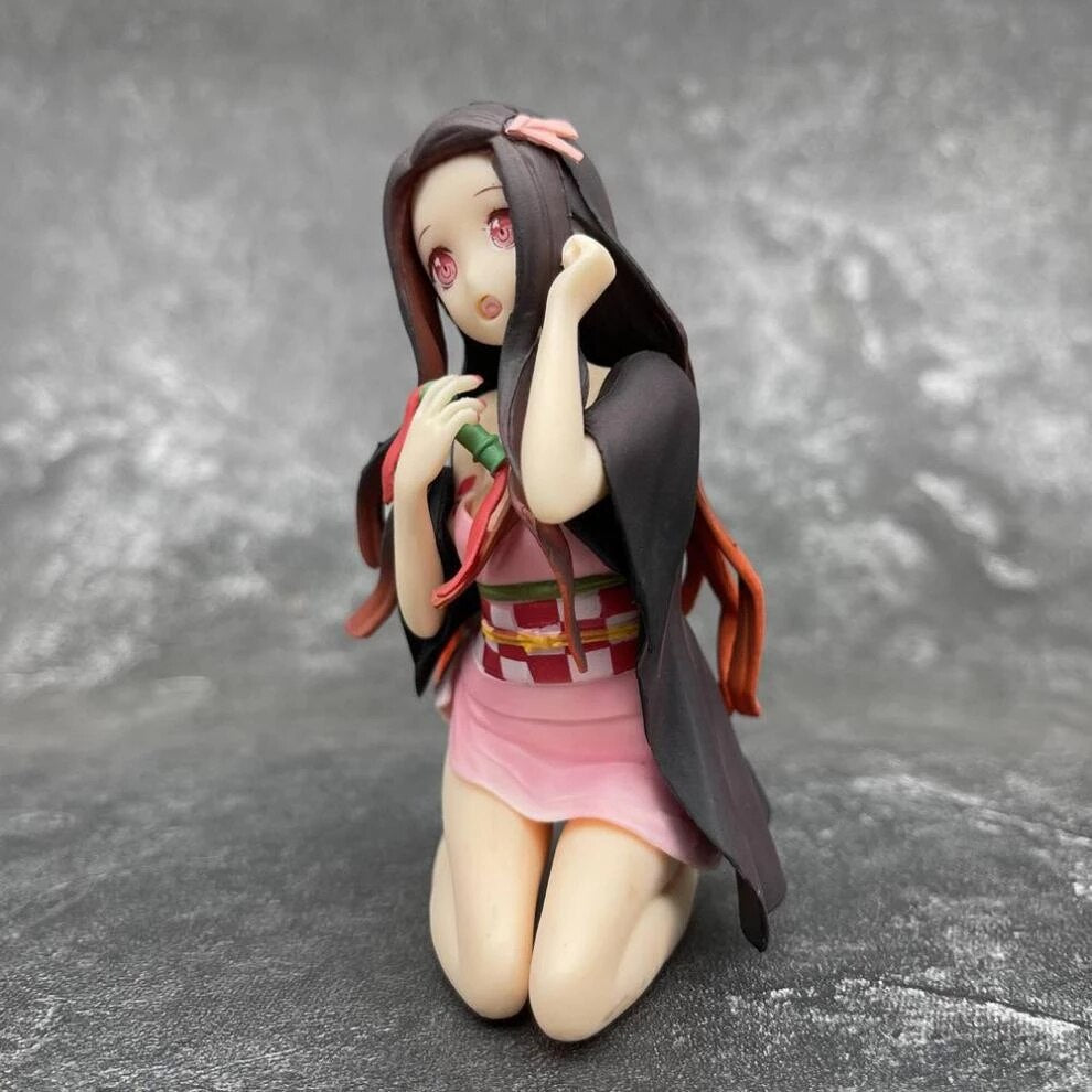 Hot 12CM Figure Kamado Nezuko Anime Demon Slayer Seated Undressing Sexy Doll Model PVC Static Collection Gift Ornament