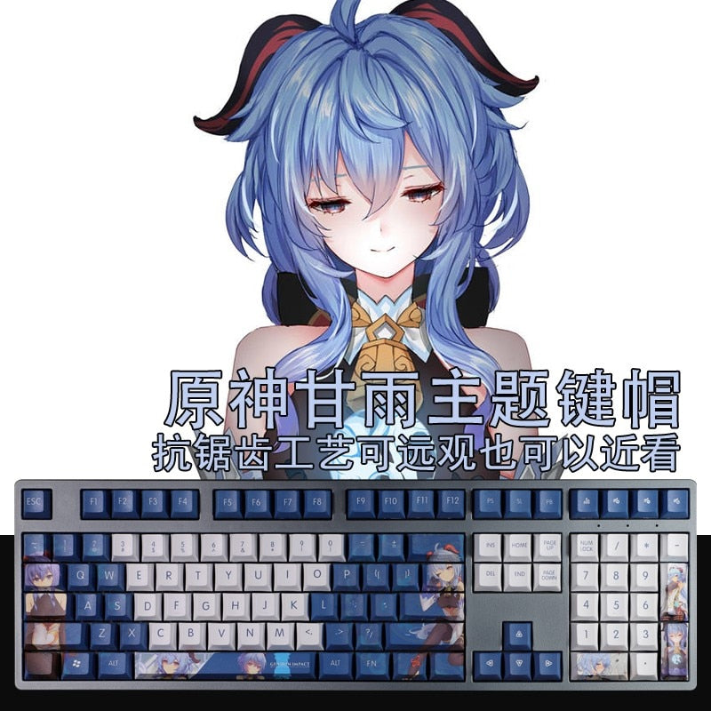 108 Keys/set 5 Sides PBT Dye Subbed Keycaps Cartoon Anime Gaming Key Caps Cherry Profile Keycap For Genshin Impact Ganyu