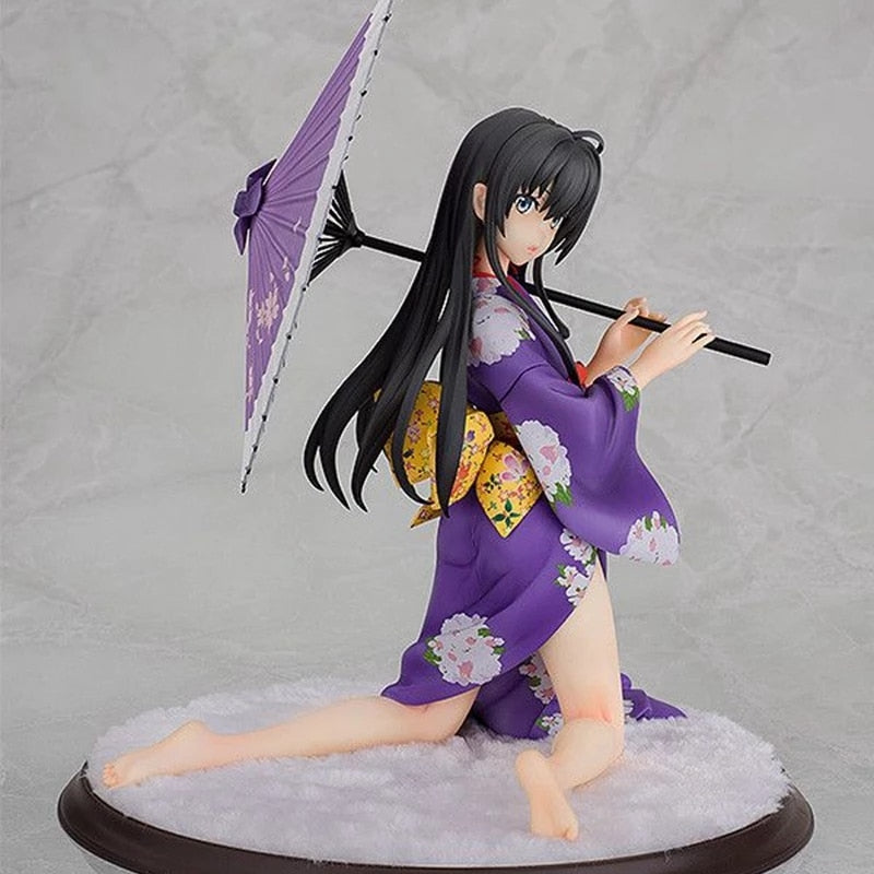 12CM Amine Figure Yukinoshita Yukino Sexy Purple Kimono Kneeling Model Dolls Toy Gift Collect Boxed Ornaments PVC Material