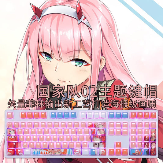 108 Keys PBT Dye Subbed Keycaps 2 Dimensional Cartoon Anime Gaming Key Caps OEM Profile Backlit Keycap For Darling in the Franxx