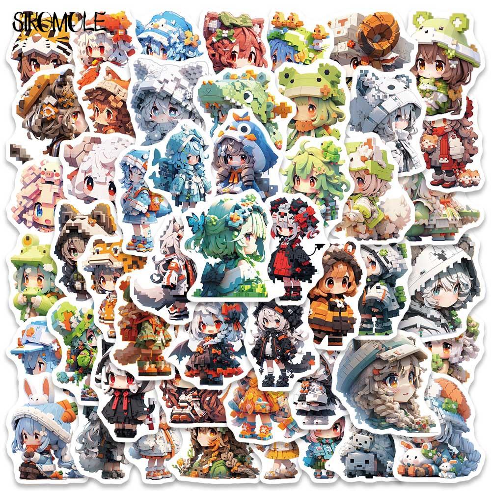 10/30/50PCS Cartoon Pixel Style Q Version Anime Girl Stickers Kid Suitcase DIY Skateboard Laptop Luggage Graffiti Sticker Decals