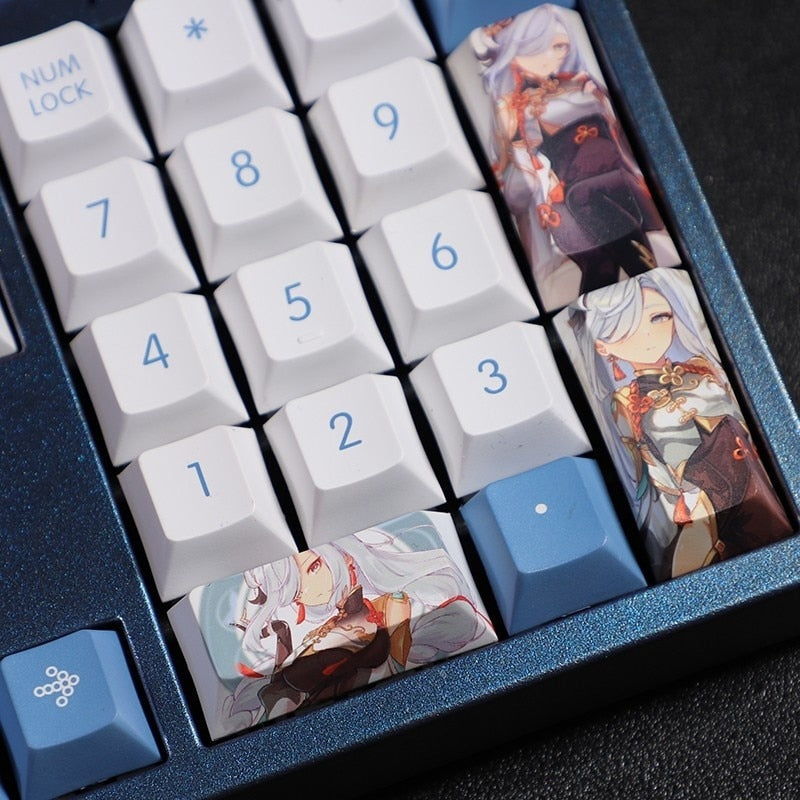 1 Set PBT Dye Subbed Keycaps Two Dimensional Anime Gaming Key Caps Cherry Profile Keycap For Genshin Impact Kaedehara Kazuha