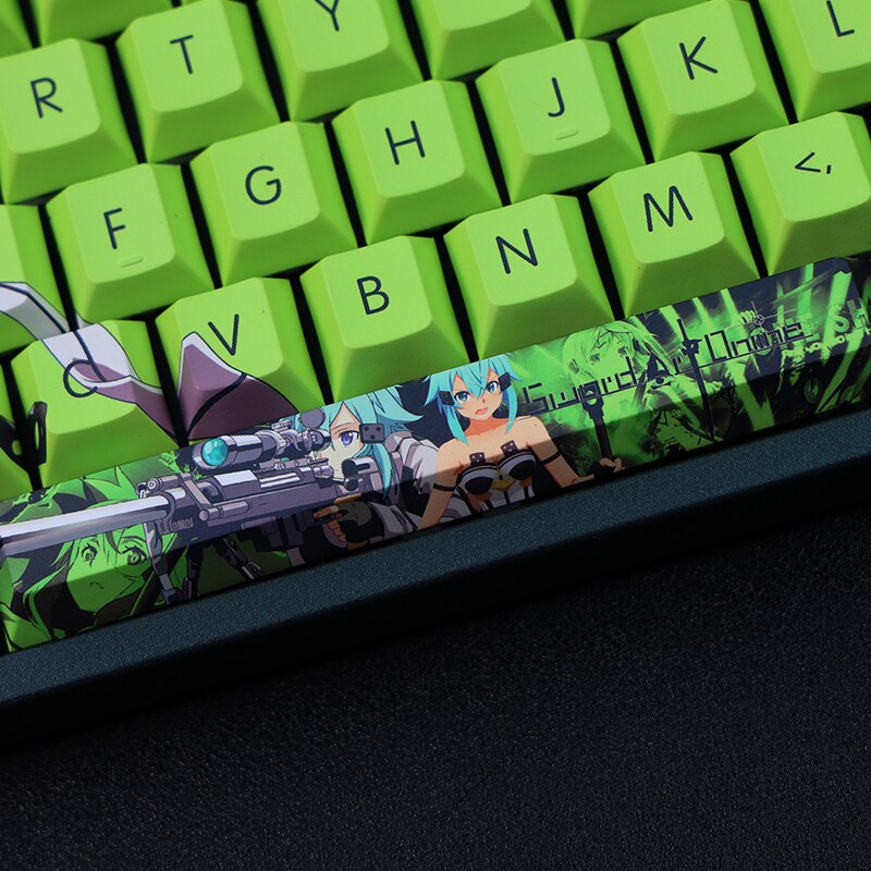 108 Keys/set PBT Dye Subbed Keycaps Cartoon Anime Gaming Key Caps Cherry Profile Keycap For Sword Art Online Asada Shino