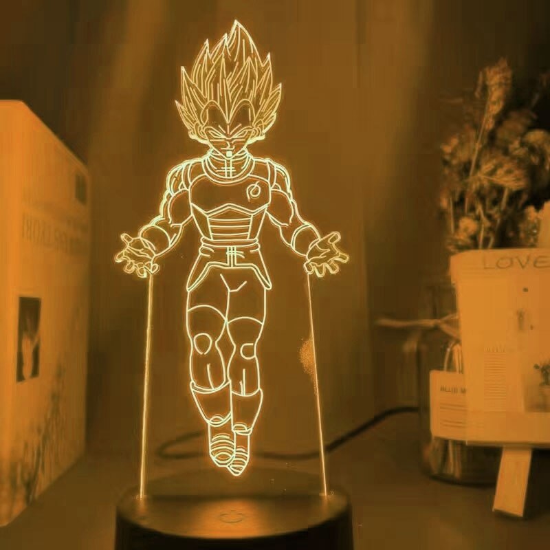 Dragon Ball Z Figure LED Night Light Vegeta Super Saiyan 3D Lamp Figure Goku Jiren Broly Warm white Table Lamp Toys Gifts