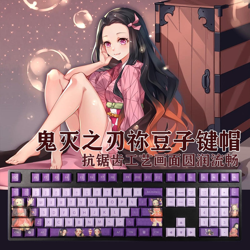 108 Keys PBT 5 Sides Dye Subbed Keycaps Cartoon Anime Gaming Key Caps Cherry Profile Kamado Nezuko Keycap For Demon Slayer