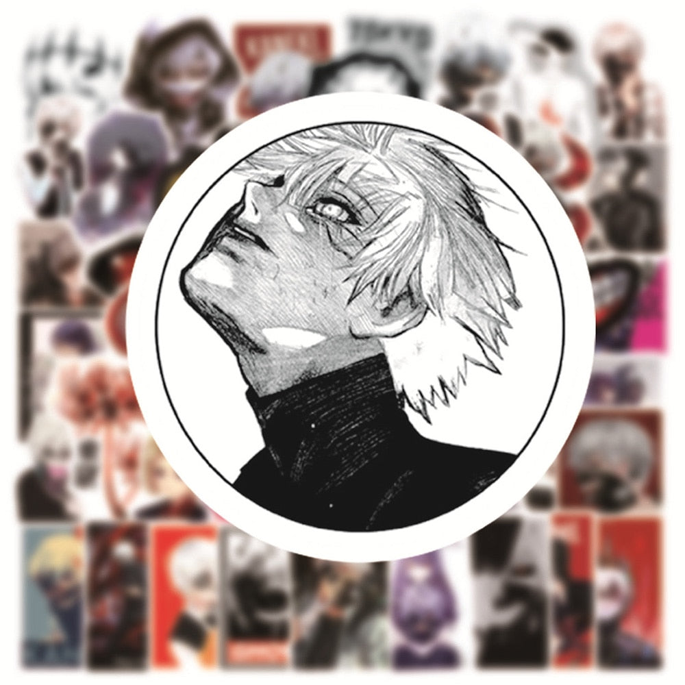 50pcs Anime Tokyo Ghoul Stickers |Kaneki stickers for Laptop Skateboard Car Waterproof Cool Stickers