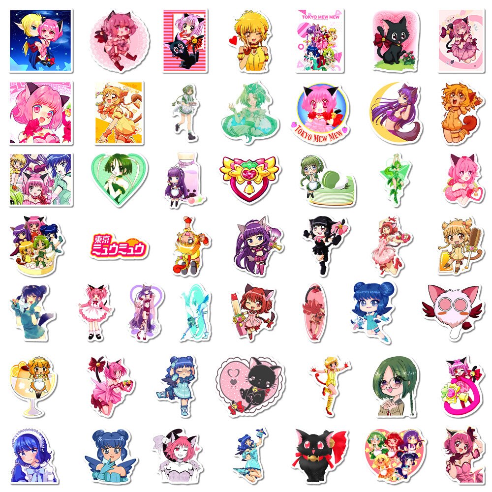 10/30/50PCS Cute Girl Tokyo Mew Mew Anime Cartoon Stickers DIY Laptop Luggage Skateboard Graffiti Decals Sticker for Kid Toys