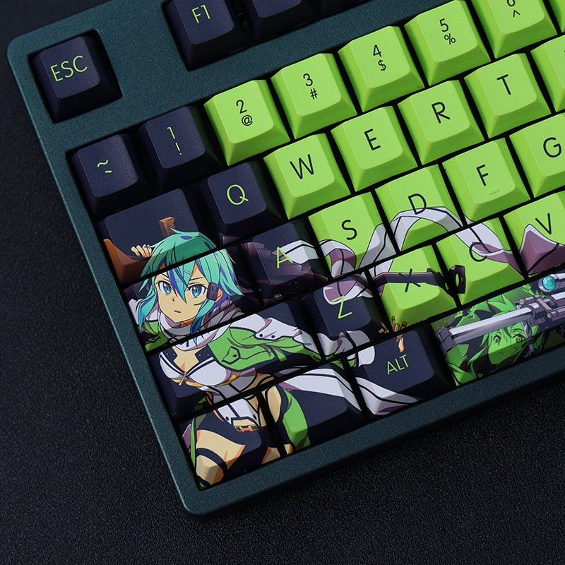 108 Keys/set PBT Dye Subbed Keycaps Cartoon Anime Gaming Key Caps Cherry Profile Keycap For Sword Art Online Asada Shino