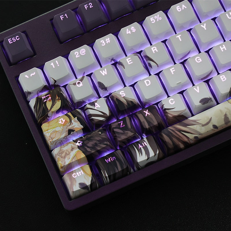 108 Keys/set PBT Dye Subbed Keycaps Cartoon Anime Gaming Key Caps RGB DIY Backlit Keycap For Overlord Albedo