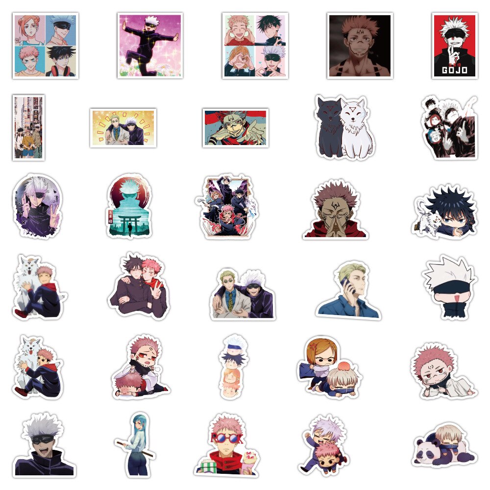 10/30/60PCS Jujutsu Kaisen Stickers Anime Decals Graffiti Sticker Kids Toys PVC Wateproof DIY Suitcase Phone Guitar Notebook