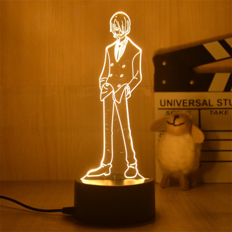 Anime One Piece Luffy Figure 3D Illusion LED Night Light Nightlight Touch Flash Light Desk Model Figure Toys