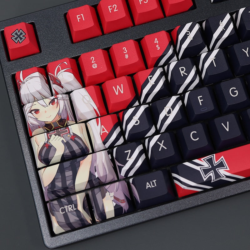 108 Keys/set Azur Lane Prinz Eugen Keycap PBT Dye Subbed Keycaps Anime Gaming Key Caps For ANSI 61 87 104 108 Keyboards