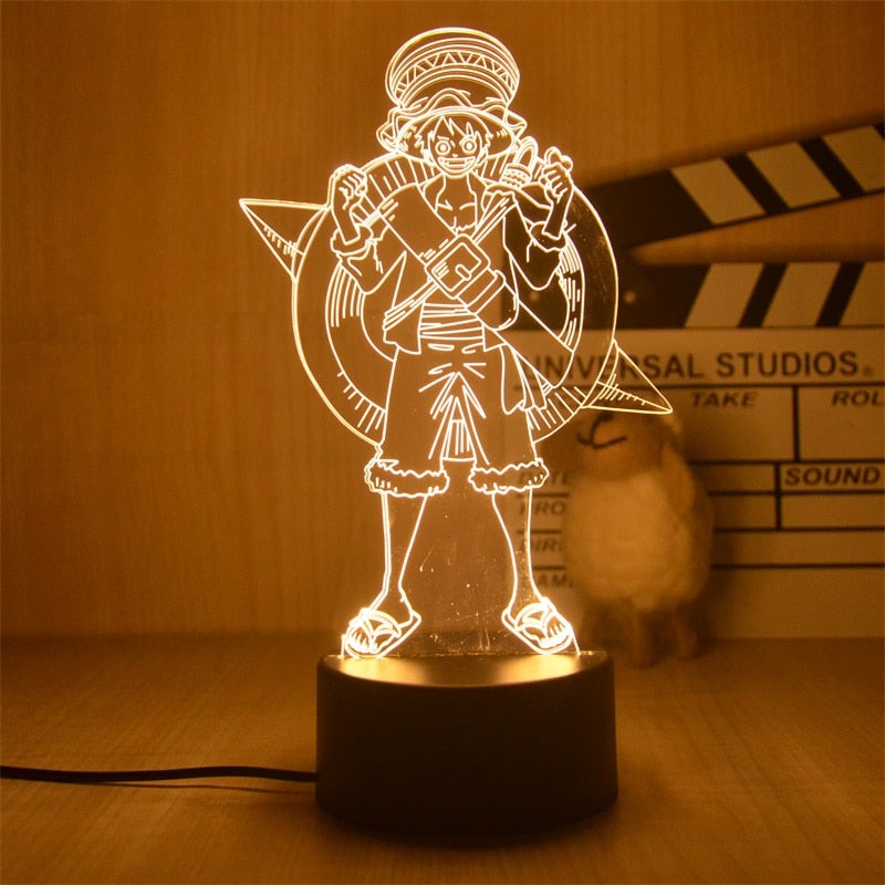 Anime One Piece Luffy Figure 3D Illusion LED Night Light Nightlight Touch Flash Light Desk Model Figure Toys