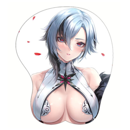 Genshin Impact Arlecchino Sexy Big Boobs Mouse Pad  Gamer Anime Cute Wrist Rest 3D Oppai Silicone Gel Mat Mousepad