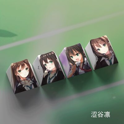 4 Keys/set THE IDOLMASTER Keycaps PBT Dye Sublimation Key Caps For MX Switches Cherry Profile Anime Cartoon Keycap