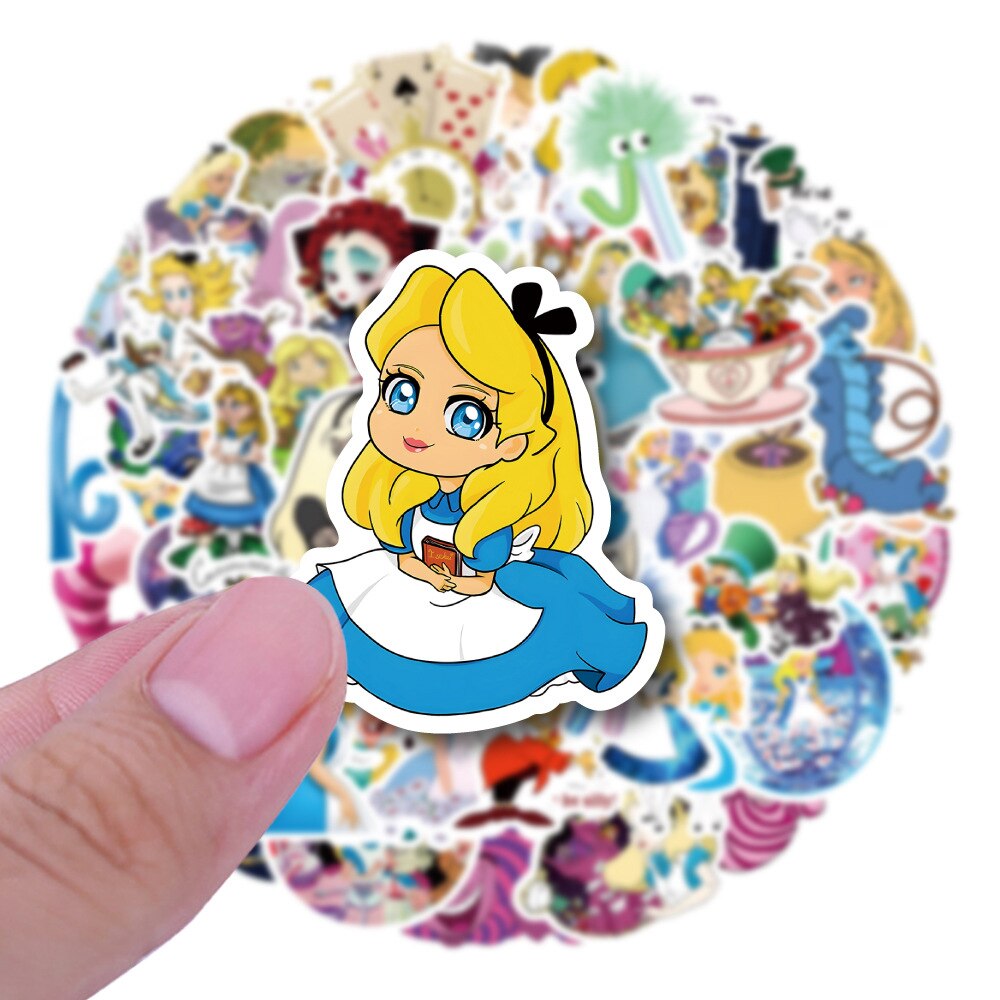 10/30/50PCS Disney Movie Alice in Wonderland Cartoon Sticker Decals DIY Laptop Luggage Skateboard Cute Sticker for Kid Toys Gift