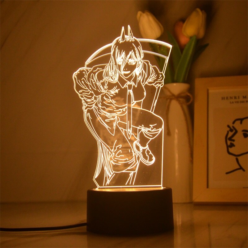 Anime Chainsaw Man Aki Hayakawa Led Night Lamp for Bedroom Decor Kids Birthday Gift Manga Chainsaw Man 3D Table lamp Bedside