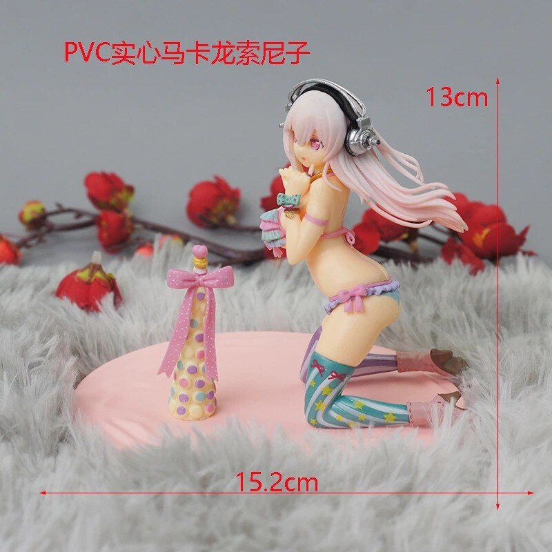 Japan SUPERSONICO Anime Figure Sexy Swimsuit Colorful Candy Kawaii Doll Kneeling PVC 13CM Desktop Collection Decorative Gift Toy