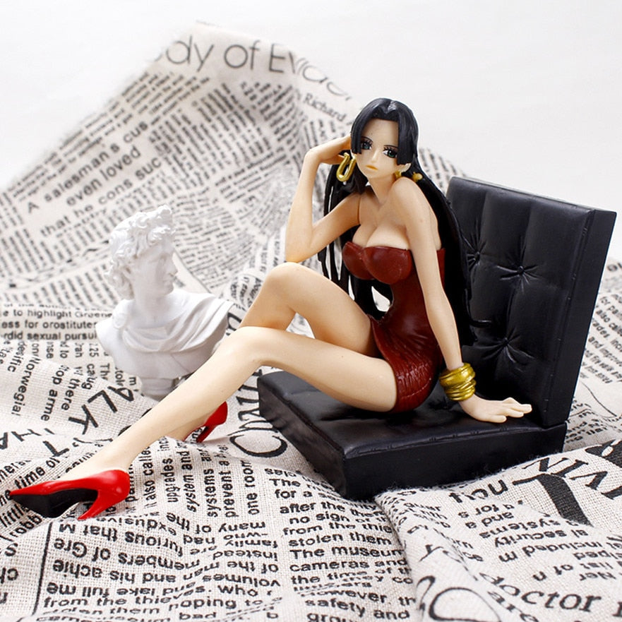 Anime Action Figures Boa Hancock Sitting Posture Sofa Slap Hair Tight Skirt Car Doll 12cm PVC Collection Birthday Model Doll Toy