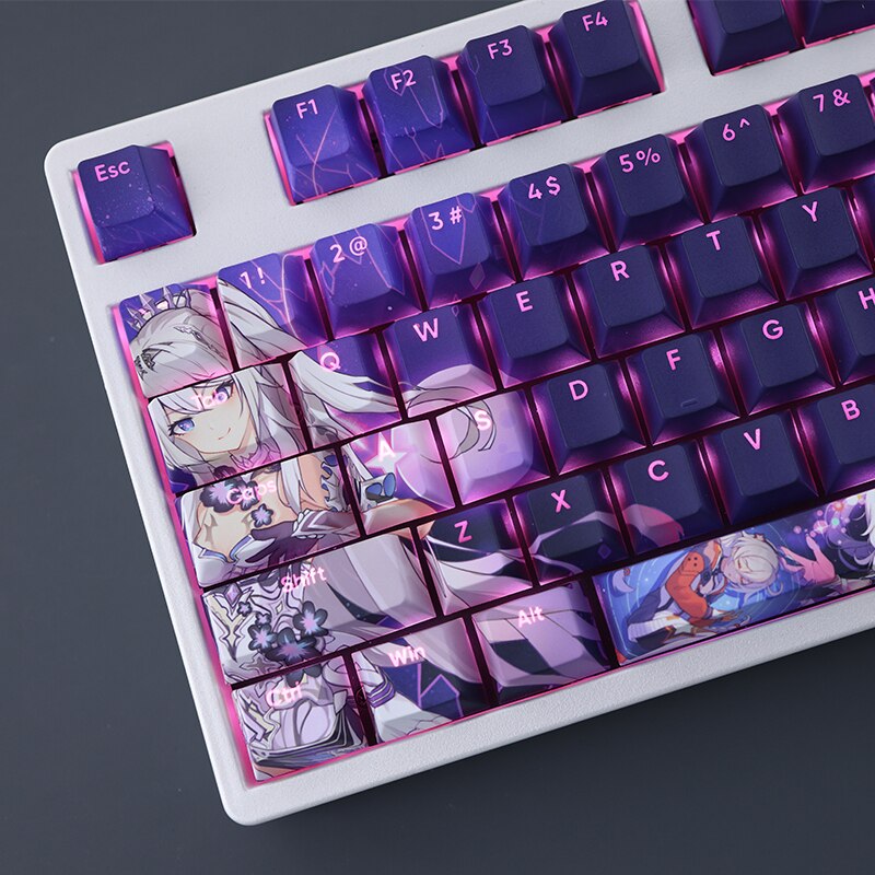 108 Keys/set Honkai Impact 3 Kiana Kaslana Herrscher of Finality Keycap PBT Dye Sub Backlit Keycaps Anime Gaming Key Caps