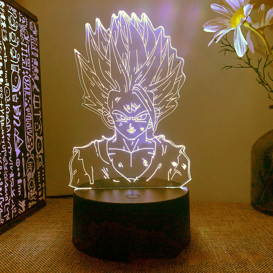 Dragon Ball Z Figure LED Night Light Vegeta Super Saiyan 3D Lamp Figure Goku Jiren Broly Warm white Table Lamp Toys Gifts