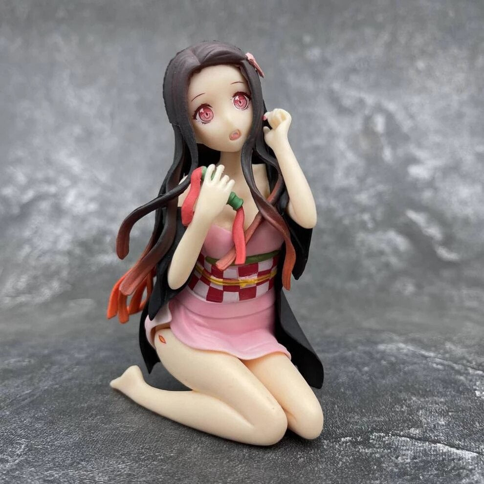 Hot 12CM Figure Kamado Nezuko Anime Demon Slayer Seated Undressing Sexy Doll Model PVC Static Collection Gift Ornament