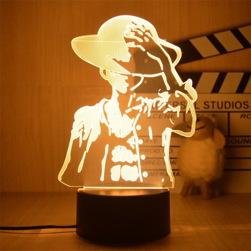 Anime One Piece Luffy Figure 3D Illusion LED Night Light Nightlight Touch Flash Light Desk Model Figure Toys