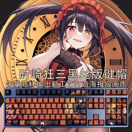 1 Set PBT Dye Subbed Keycaps Two Dimensional Cartoon Anime Gaming Key Caps Cherry Profile Keycap For DATE A LIVE Tokisaki Kurumi