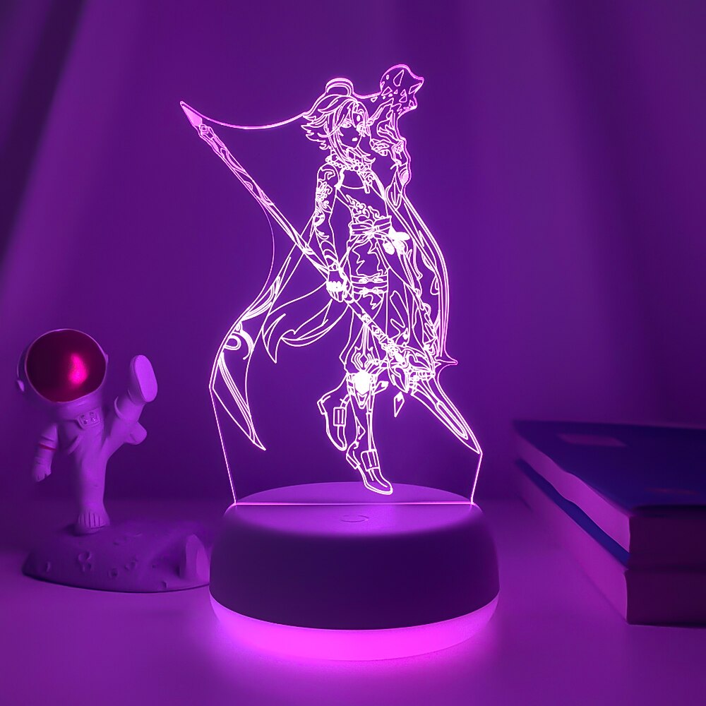 New Genshin Impact Night Light 3D Illusion Lamps Hutao Hot Game Light for Bedroom Decor LED Lights Atmosphere Bedside Kids Gifts