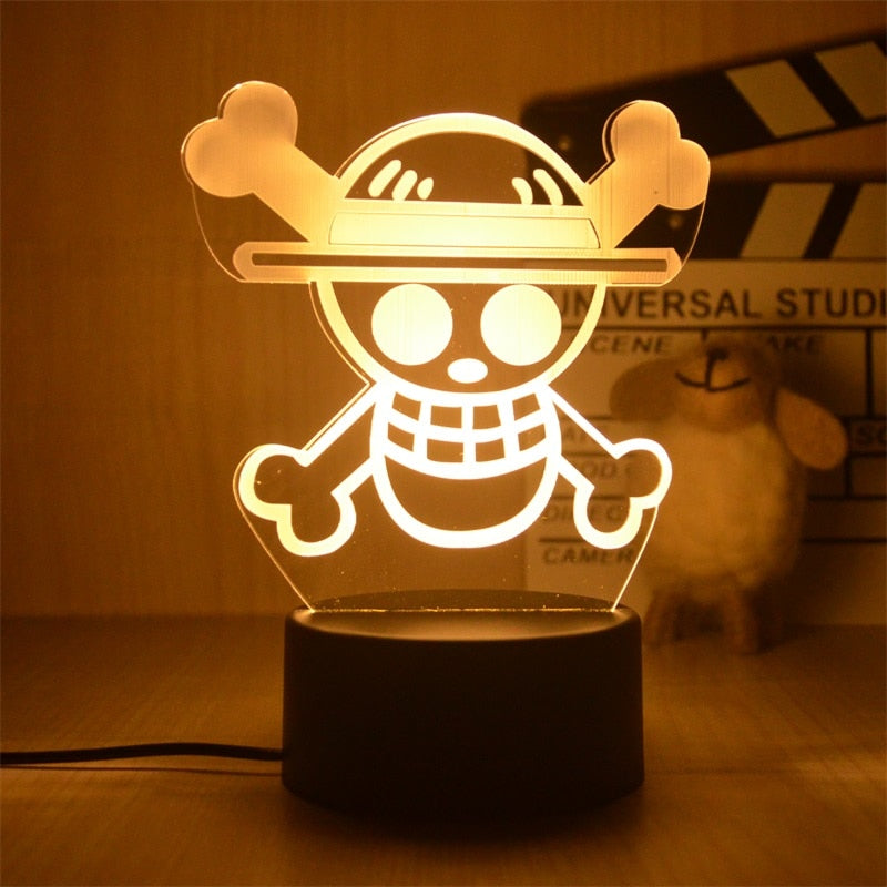 Anime One Piece Luffy Figure 3D Illusion LED Night Light Nightlight Touch Flash Light Desk Model Figure Toys