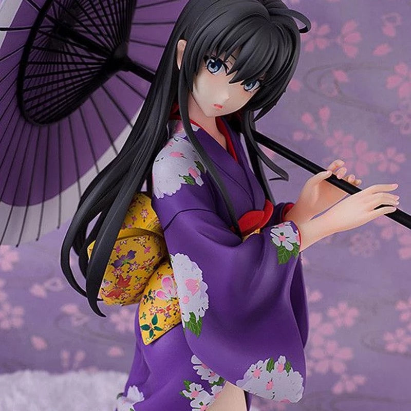 12CM Amine Figure Yukinoshita Yukino Sexy Purple Kimono Kneeling Model Dolls Toy Gift Collect Boxed Ornaments PVC Material