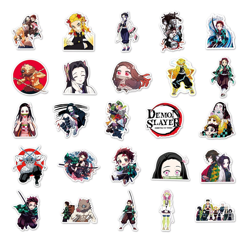 10/30/50PCS Cool Demon Slayer Anime Stickers Waterproof PVC Decal Phone Luggage Fridge Helmet Sticker Gift Classic Toy Wholesale