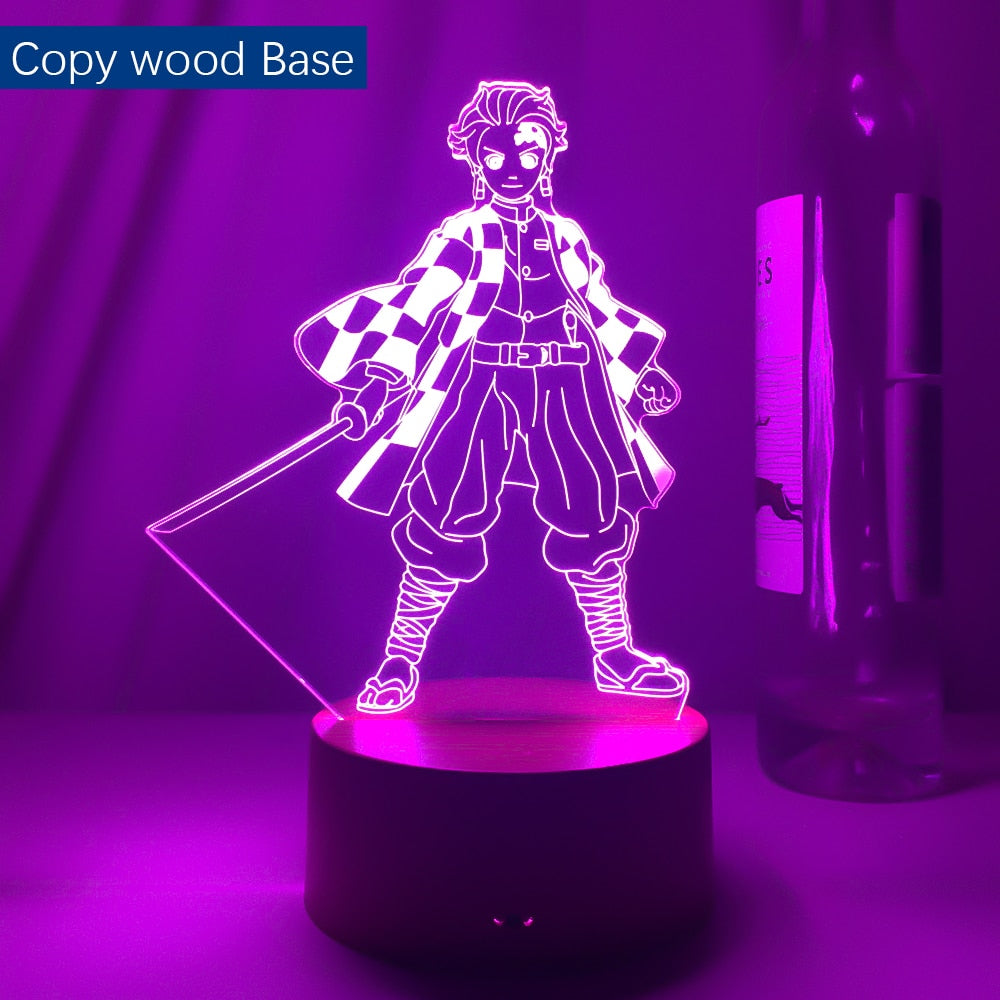 Kimetsu No Yaiba Tanjiro Kamado Figure Led Night Light for Kids Bedroom Decor Nightlight Child Desk 3d Lamp Demon Slayer Gift