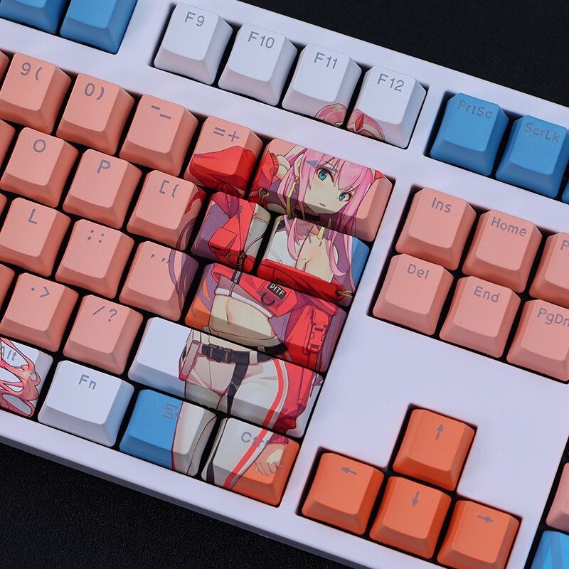 108 Keys PBT Dye Subbed Keycaps 2 Dimensional Cartoon Anime Gaming Key Caps OEM Profile Backlit Keycap For Darling in the Franxx