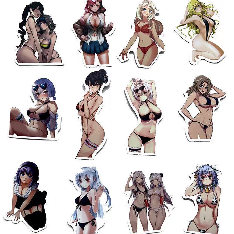 50pcs Kawai anime Decal Stickers | beauty girl Waifu stickers Decal Stickers | For  suitcase laptop Car Truck Waterproof Car stickers