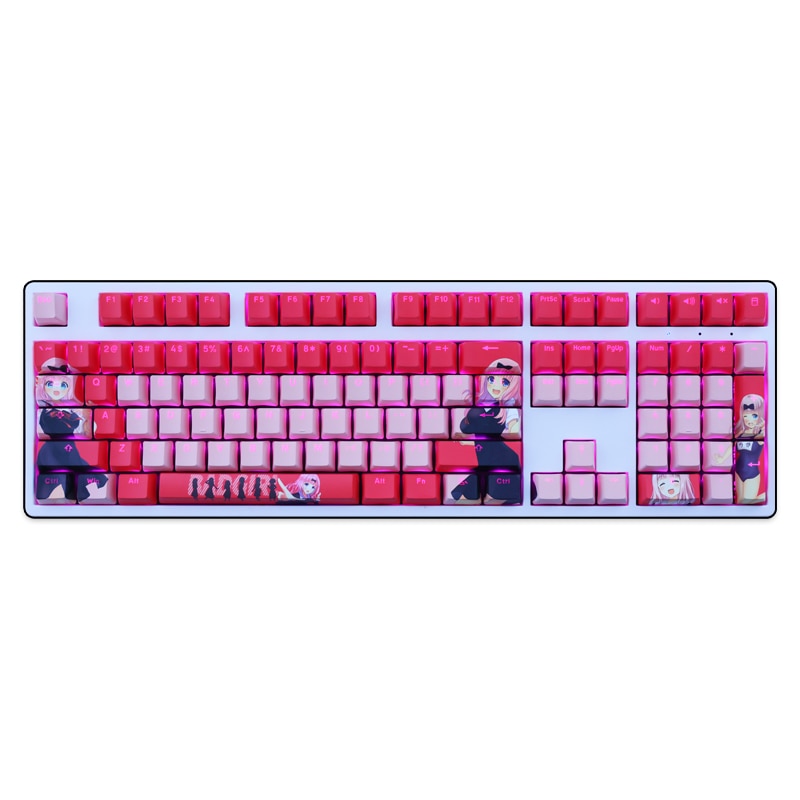 1 Set PBT Dye Subbed Keycaps Two Dimensional Cartoon Anime Key Caps OEM Profile Backlit Keycap For Love Is War Fujiwara Chika